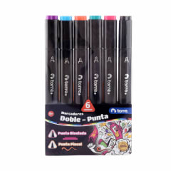 SET MARCADORES DOBLE PUNTA 6 COLORES TORRE