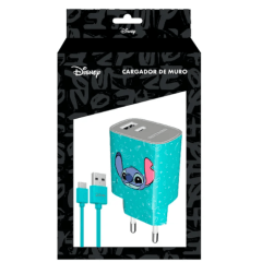 Cargador Rápido Disney 20w Dual Usb + Cable Tipo C Stitch MOTOMO