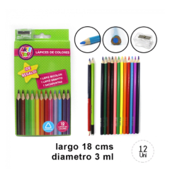 LAPIZ COLOR TRIANGULAR  12 COLORES + LAPIZ BICOLOR +GRAFITO+ SACAPUNTA/ ARTE TOP