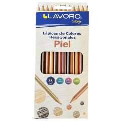 LAPICES COLORES 12 PIEL HEXAGONALES LARGO LABORO