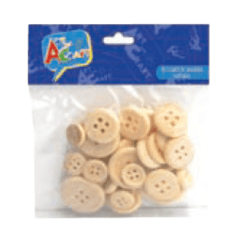 BOTONES MADERA NATURAL 30 PZS TAM.SURT ART CRAFT