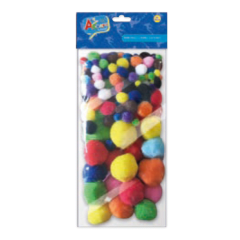 POMPONES 130 PZS COLOLES SURTIDOS ART CRAFT