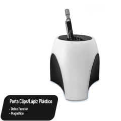 PORTA CLIPS/LAPIZ MAGNETICO PLASTICO BLANCO