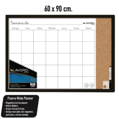 PIZARRA MIXTA MAGNETICA/CORCHO PLANNER 60X90 LAVORO