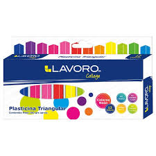 PLASTICINA TRIANGULAR 12 COLORES NEON