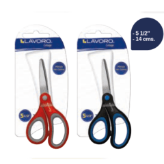 TIJERA ESCOLAR MANGO DE GOMA 5 1/2'' BLISTER LAVORO