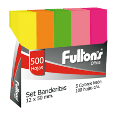 BANDERITAS ADHESIVAS 5 UN.100 HOJAS COLORES/SURTIDO FULTON