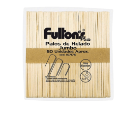 PALOS DE HELADO JUMBO NATURAL 50 UNiDADES APP. FULTON