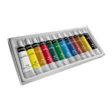 PINTURA ACRI CAJA 12 COLORES POMO 12 ML. /LAVORO