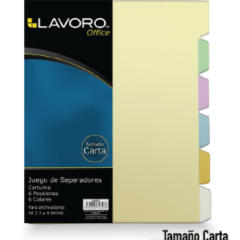 SEPARADOR CARTA CARTON 6 DIV 6 COL LAVORO
