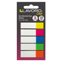 SET BANDERITAS INDEX 12X44 MM 5 COL 20HJS C/U LAVORO