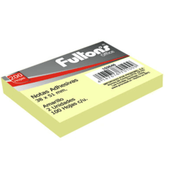 Nota Adhesiva 653 51x38 mm. 100 Hjs. 2 Un. Amarillo | Fultons