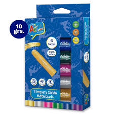 TEMPERA SOLIDA METALICA 10 GR 6 COLORES