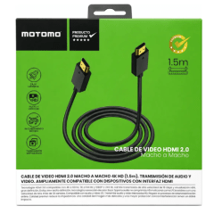 CABLE DE VIDEO HDMI 2.0 A MACHO 4K HD 1.5 MTS MOTOMO