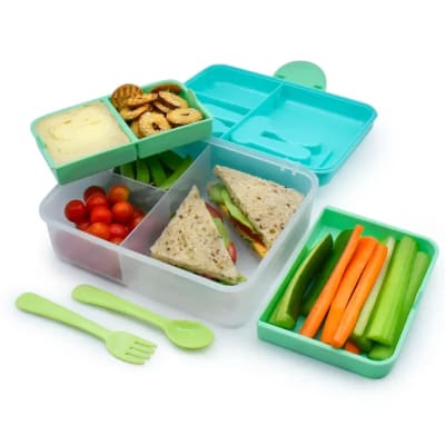 LONCHERA BENTO BOX CUBIERTOS AZUL1