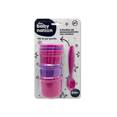 PACK DE 3 POCILLOS CON CUCHARA ROSA1