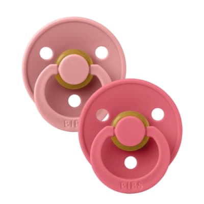 CHUPETE BIBS X2 COLOUR ROUND LATEX X2 DUSTY PINK/CORAL1