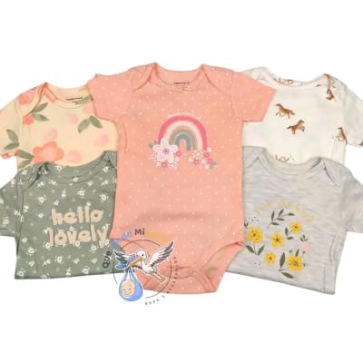 SET 5 BODYS M/C BEBA ARCOIRIS FLOR DAMASCO1