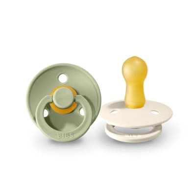 CHUPETE BIBS COLOUR ROUND LATEX X2 SAGE/IVORY1