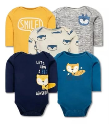 SET 5 BODYS BEBE M/L ZORRITO AMARILLO1