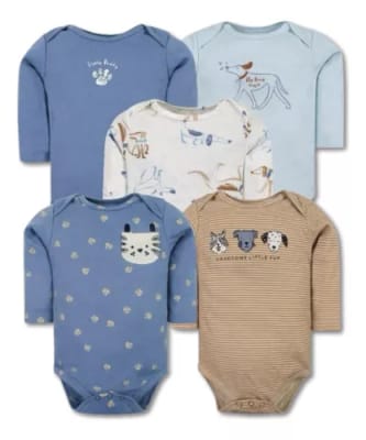 SET 5 BODYS BEBE M/L PERRITOS HUELLAS1