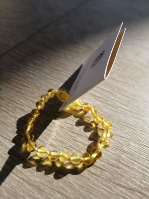 PULSERA BEBE AMARILLO MIEL PULIDA PULSERA BEBE AMARILLO MIEL PULIDA