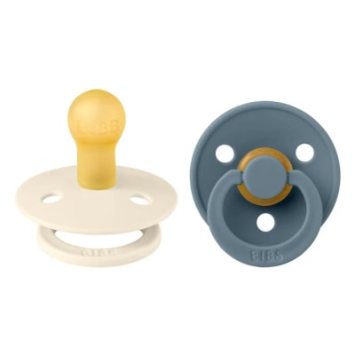 CHUPETE BIBS COLOUR ROUD LATEX X2 IVORY/PETROL1