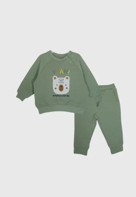 BUZO NIÑO VERDE ESTAMPADO OSO1