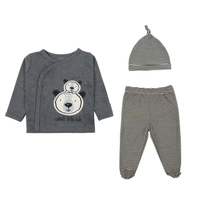TRAJE BEBITO CON GORRO OSO GRIS1