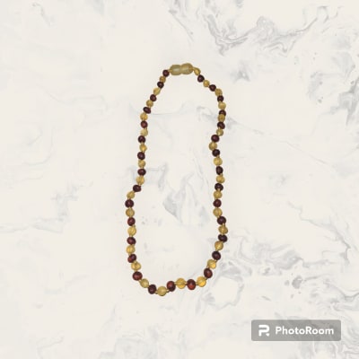 COLLAR BEBE AMARILLO MIEL CON CEREZO SIN PULIR (36CM)1