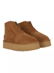 PLATFORM BOOTS ZIP LEATHER CARAMEL