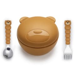 CONTENEDOR DE SILICONA Y CUBIERTOS OSO