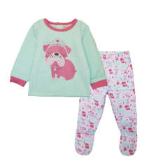 PIJAMA DE FRANELA NIÑA ESTAMPADO PERRITO