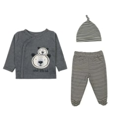 TRAJE BEBITO CON GORRO OSO GRIS