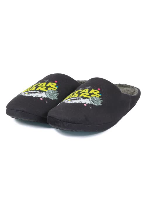 PANTUFLA HO STAR WARS NEGRA LOGO GALAXIA1