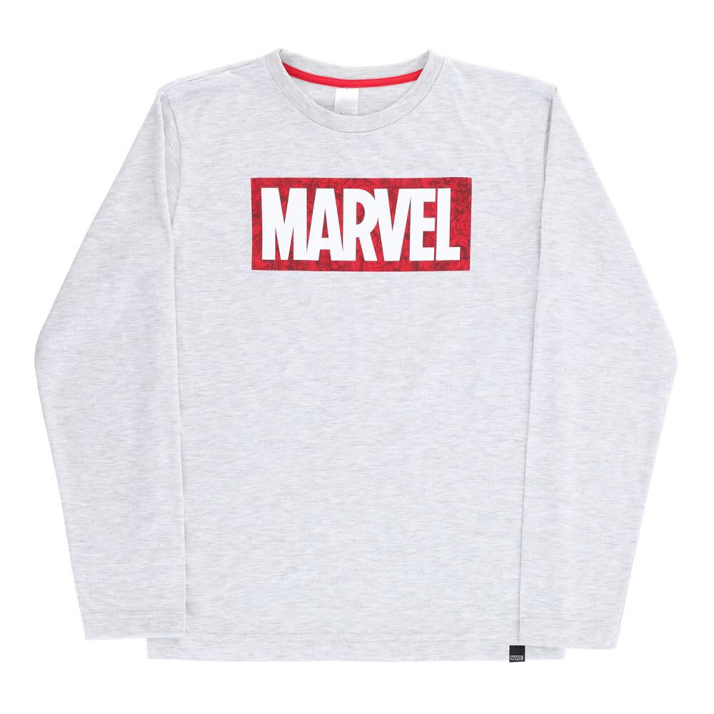 POLERA ML TO MARVEL GRIS LOGO1