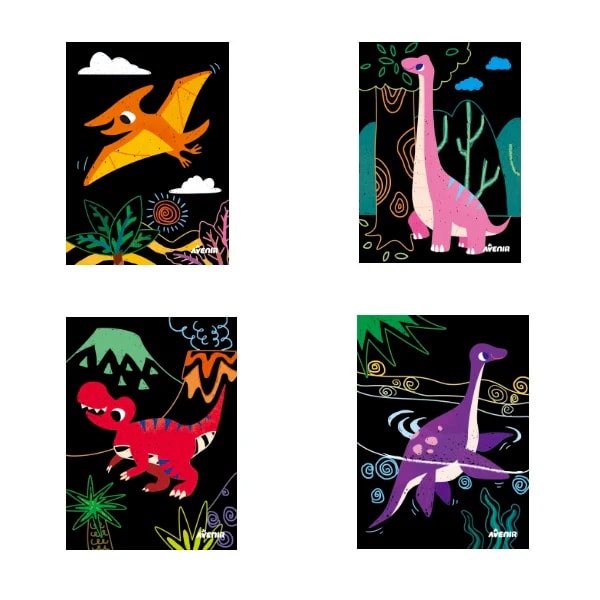 LAMINAS RASPAR PEQUEÑOS AMIGOS DINOSAURIOS3