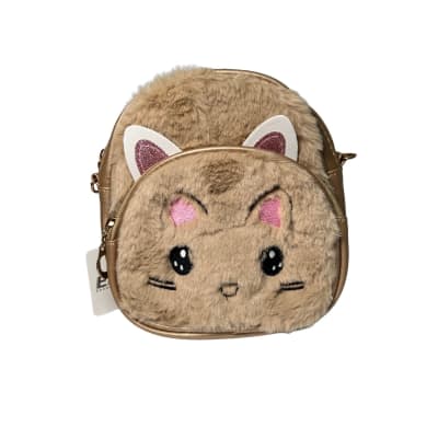 MOCHILA GATITO PELUDA CAFÉ1