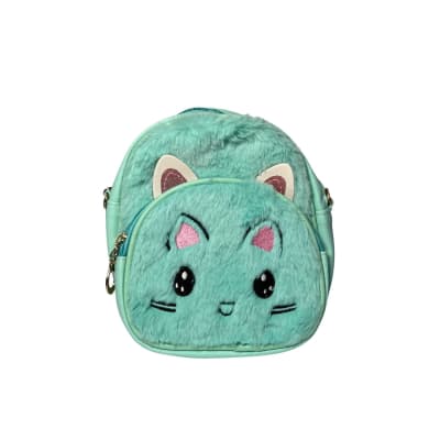 MOCHILA GATITO PELUDA VERDE1