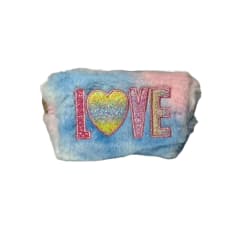 ESTUCHE PELUDO LOVE TORNASOL CELESTE