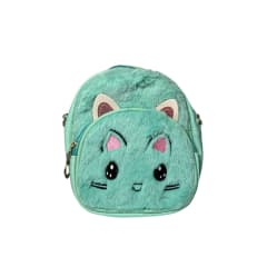 MOCHILA GATITO PELUDA VERDE