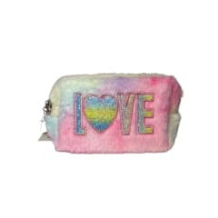 ESTUCHE PELUDO LOVE TORNASOL ROSADO