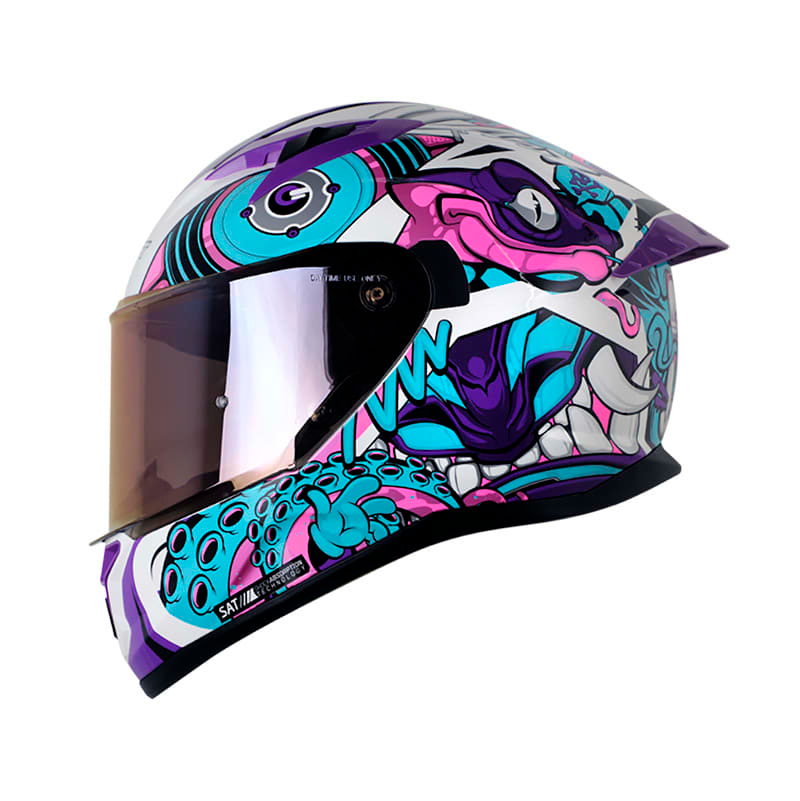 Casco moto shaft 522 sp comic monster PURPURA integral1