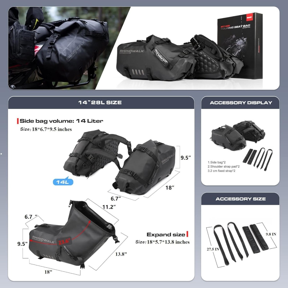 Bolsos laterales para moto Rhinowalk 28 litros6