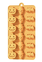 MOLDE DE SILICON HALLOWEEN CALABAZA, CALAVERA, MURCIELAGO