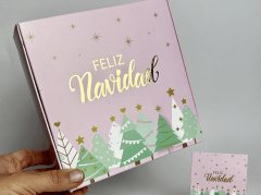 CAJA NAVIDEÑA FOLIA DORADA 16X16X5