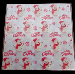 PAPEL ALFAJOR NAVIDAD MUÑECO DE NIEVE ROJO 100U