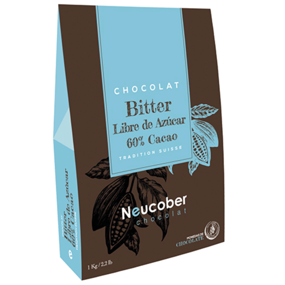 CHOCOLATE MONEDAS BITTER 60% CACAO SIN AZUCAR 1 KG NEUCOBER1