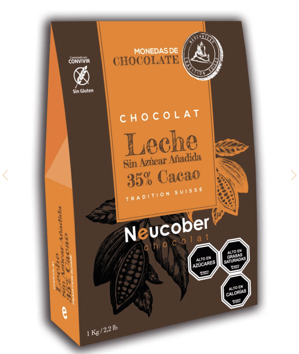 CHOCOLATE MONEDAS LECHE SIN AZUCAR 39% 1 KG NEUCOBER1