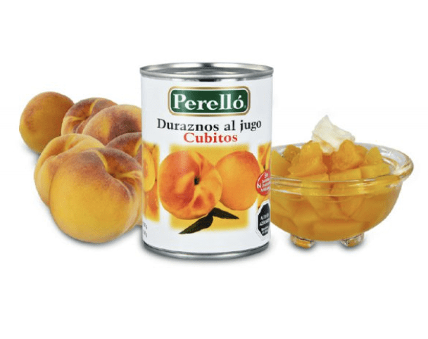 DURAZNO CUBITOS AL JUGO 580 G PERELLO1